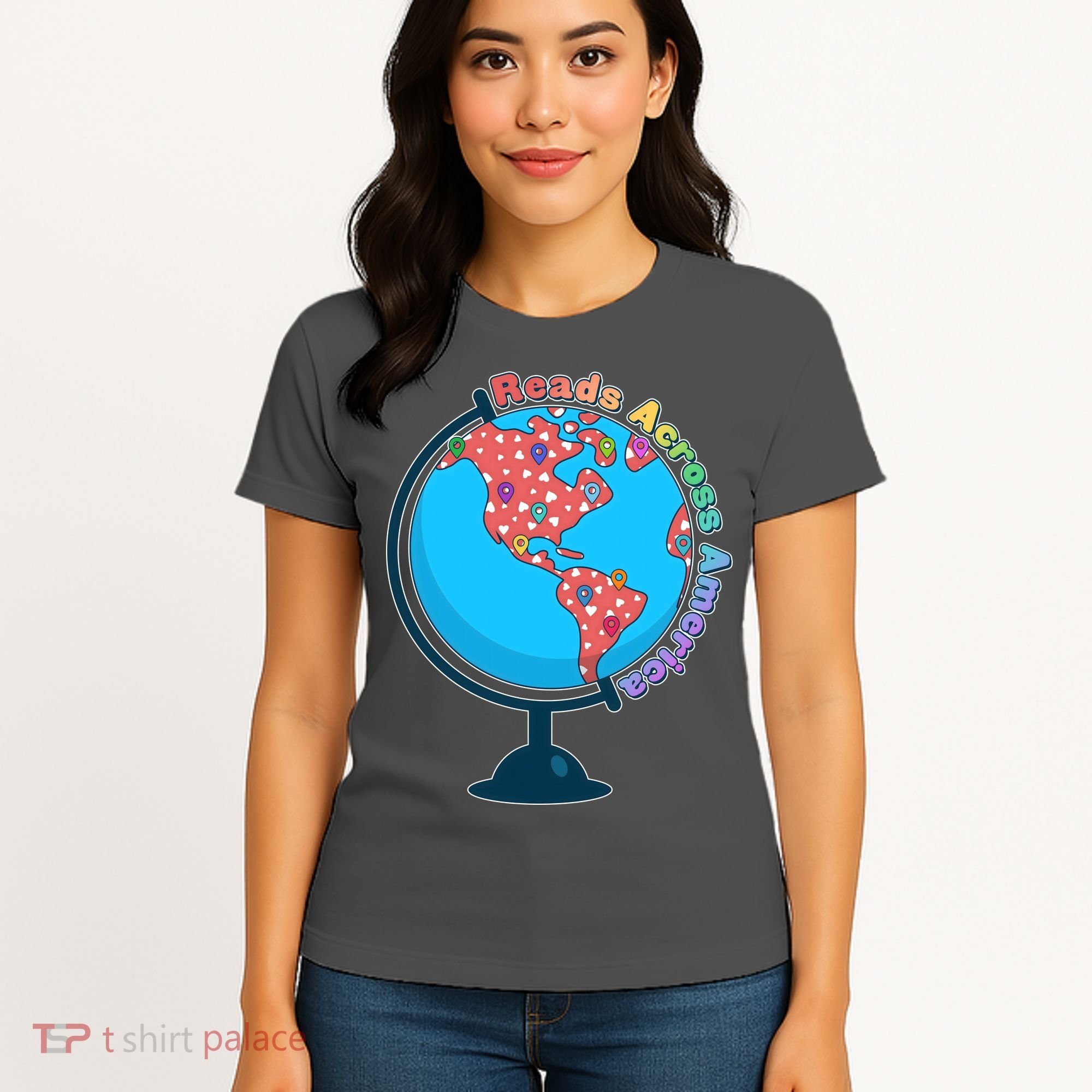 Reads Across America World Globe Book Lover Women's T-Shirt