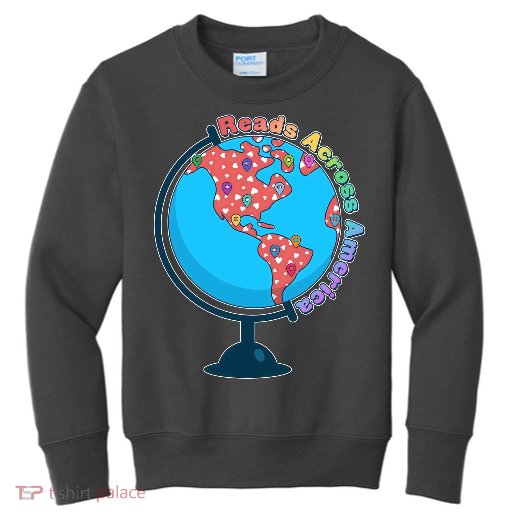 Reads Across America World Globe Book Lover Kids Sweatshirt