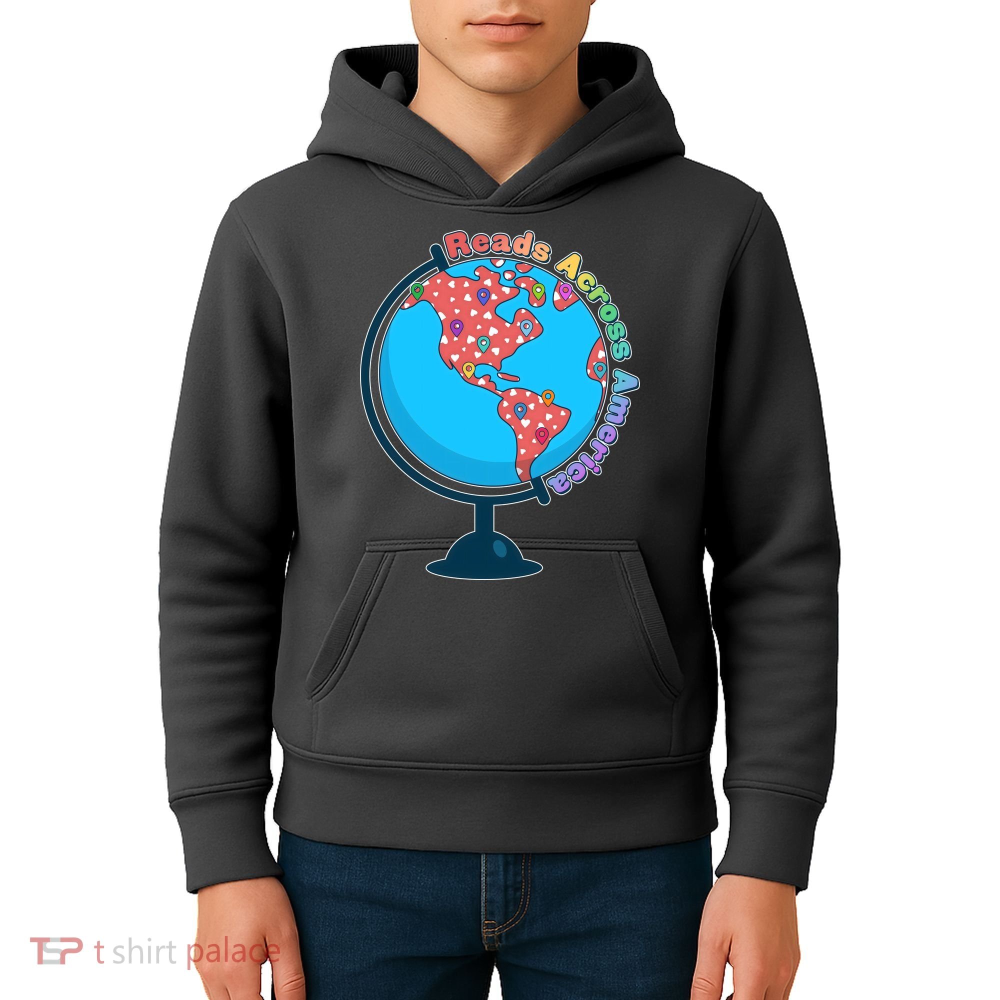 Reads Across America World Globe Book Lover Kids Hoodie