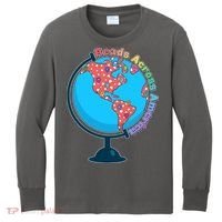 Reads Across America World Globe Book Lover Kids Long Sleeve Shirt thumb 0