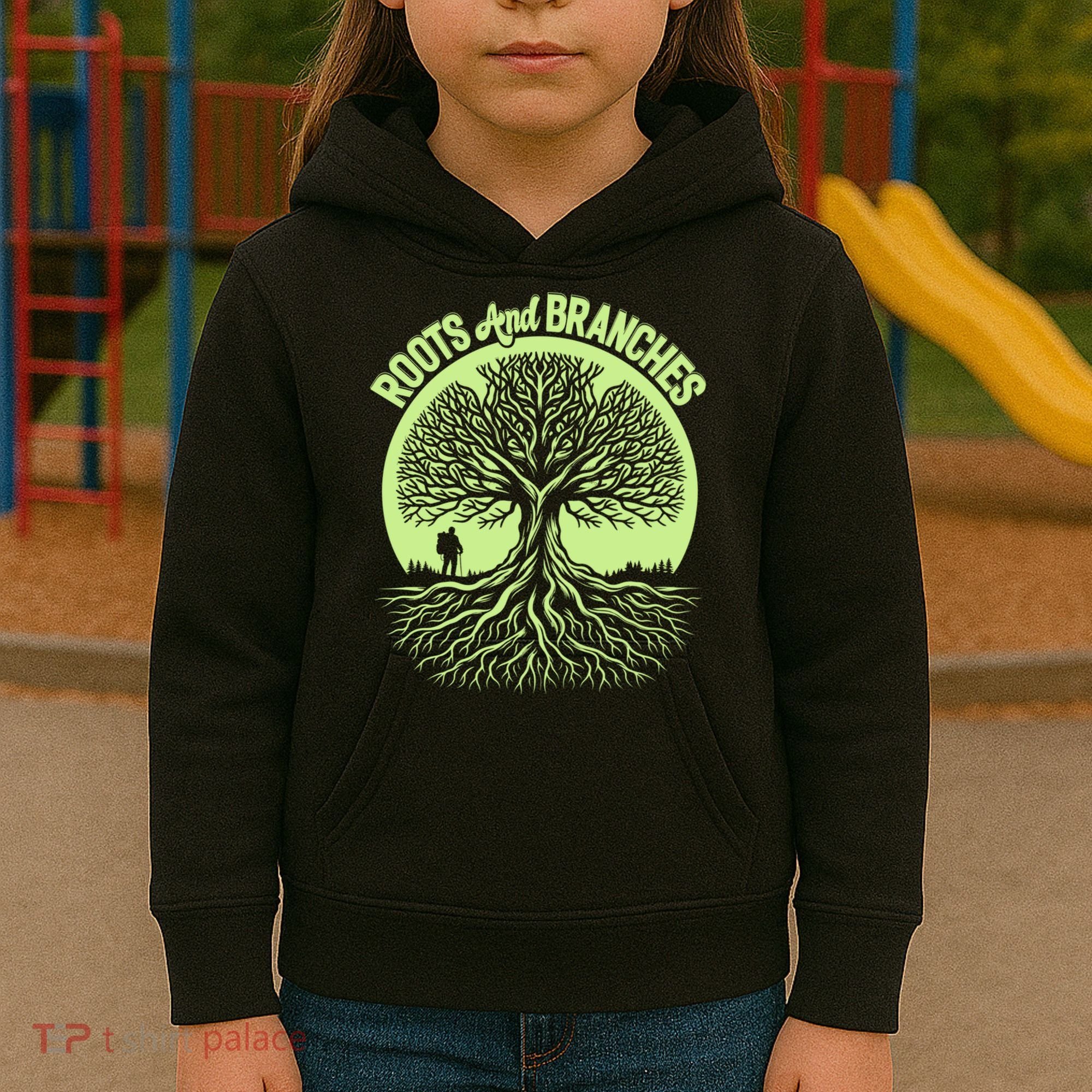 Roots And Branches Tree Hiking Nature Adventure Kids Hoodie