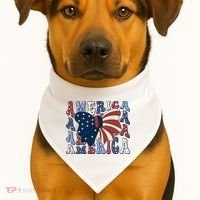 Retro America Bow USA 4th Of July USA-Made Doggie Bandana thumb 1