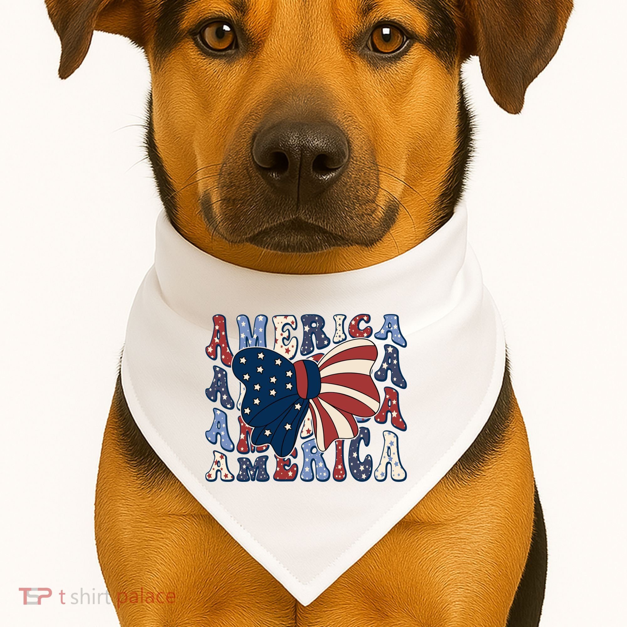 Retro America Bow USA 4th Of July USA-Made Doggie Bandana