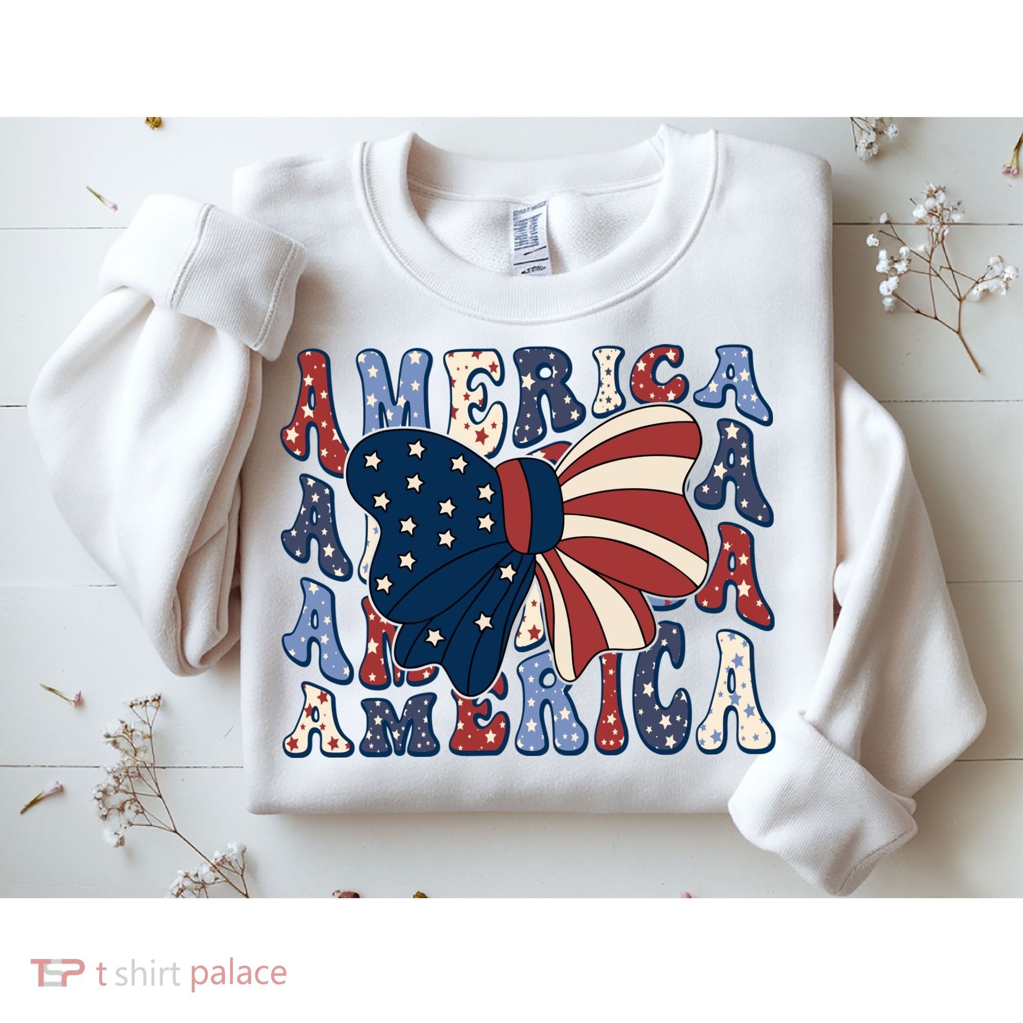 Retro America Bow USA 4th Of July Sweatshirt