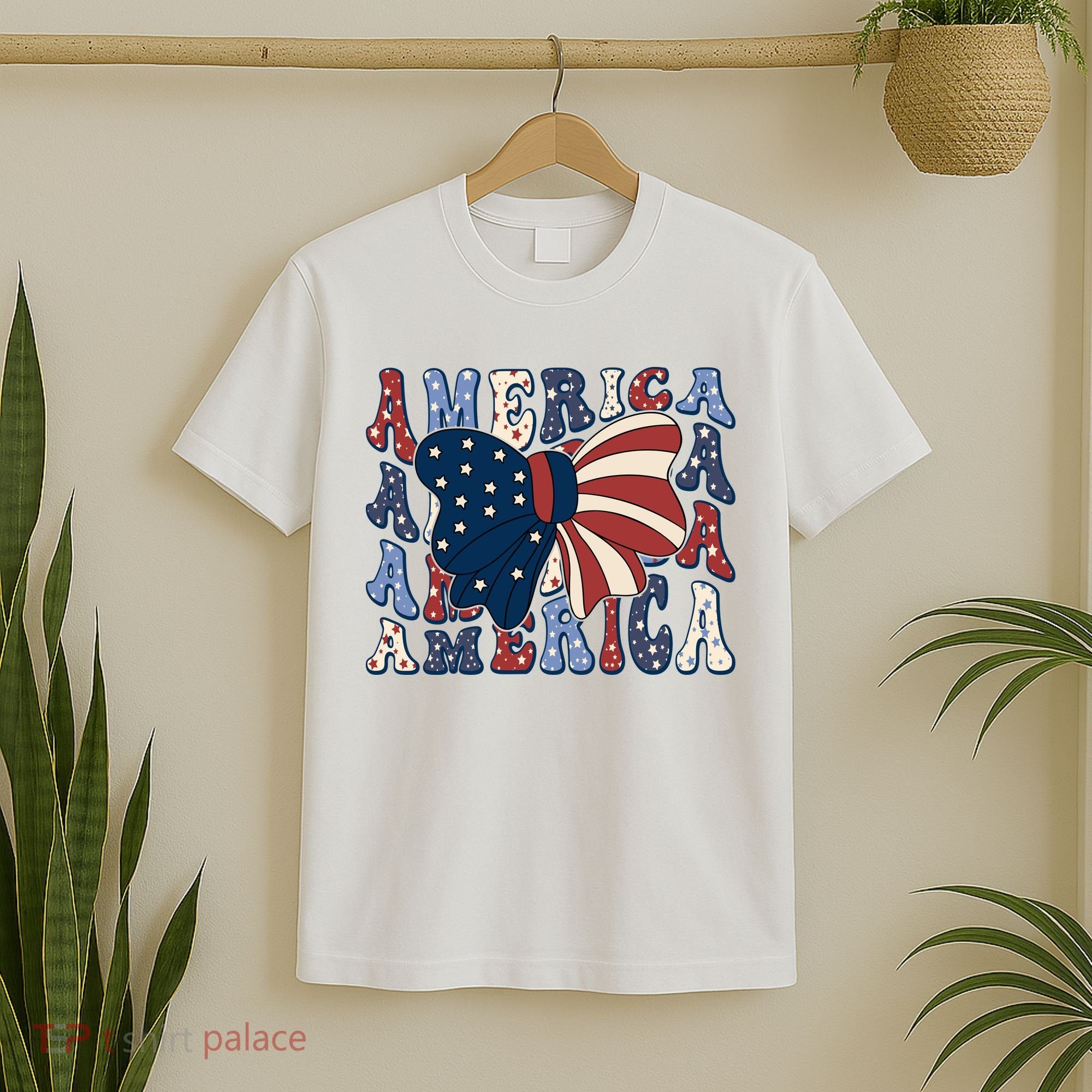 Retro America Bow USA 4th Of July T-Shirt