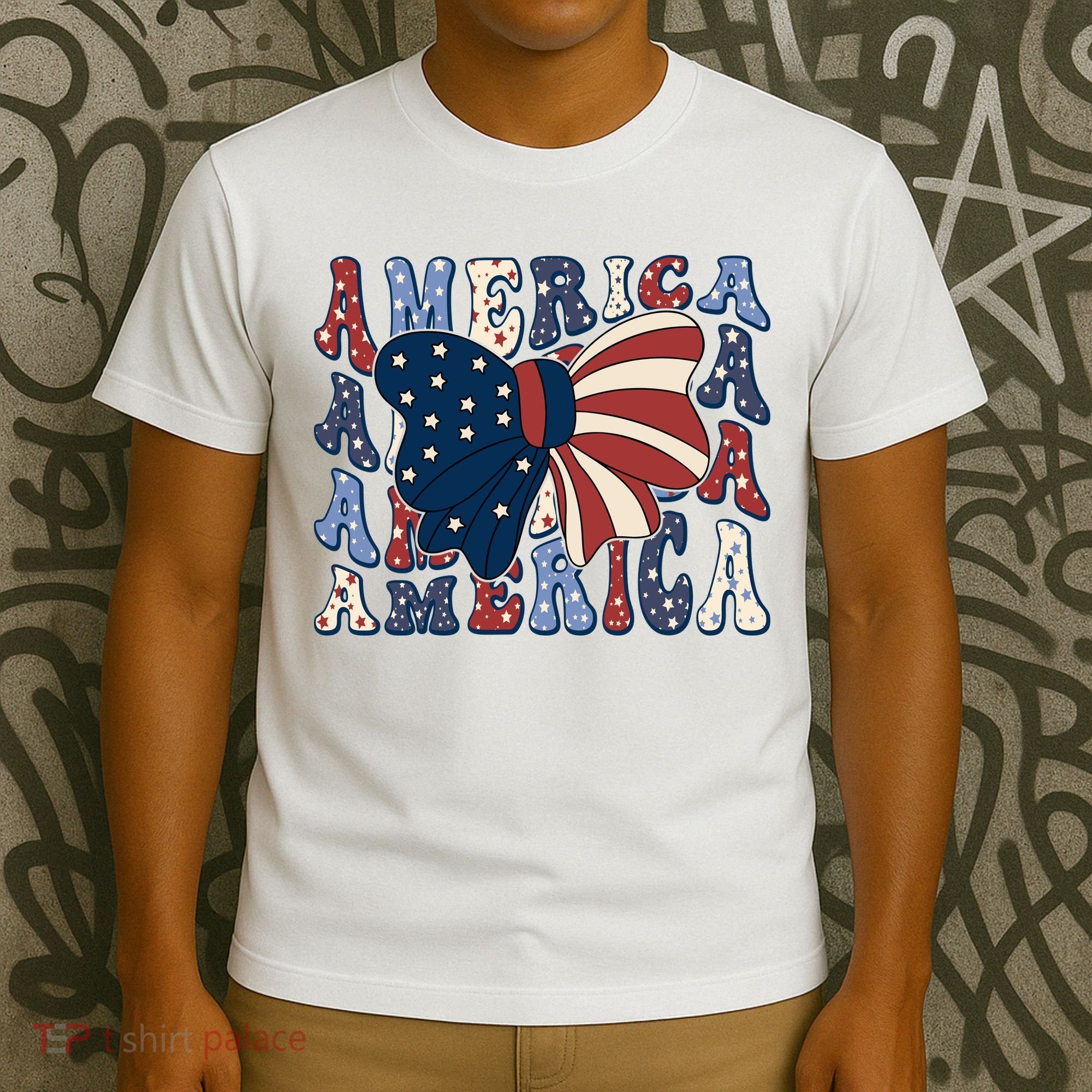 Retro America Bow USA 4th Of July T-Shirt