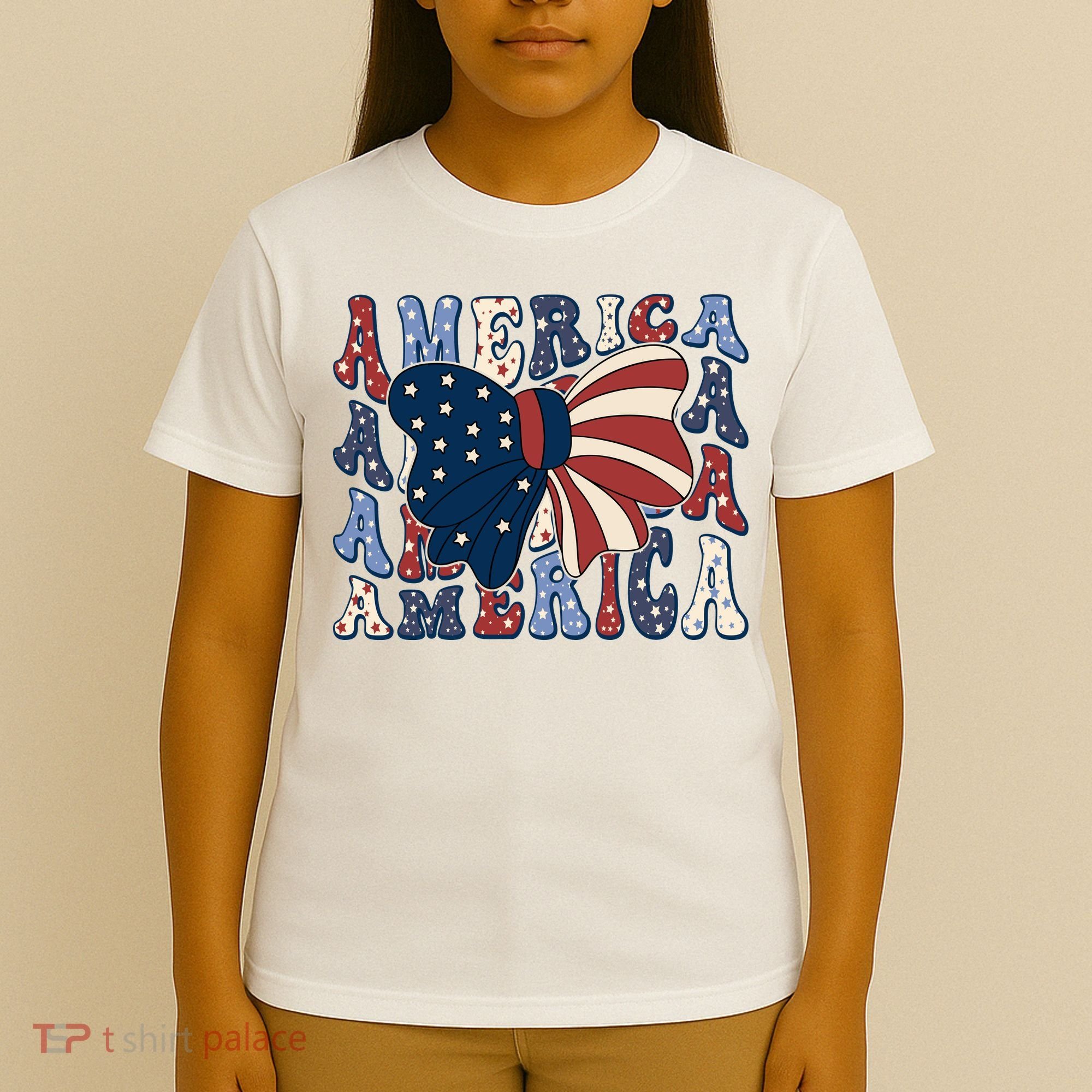 Retro America Bow USA 4th Of July T-Shirt