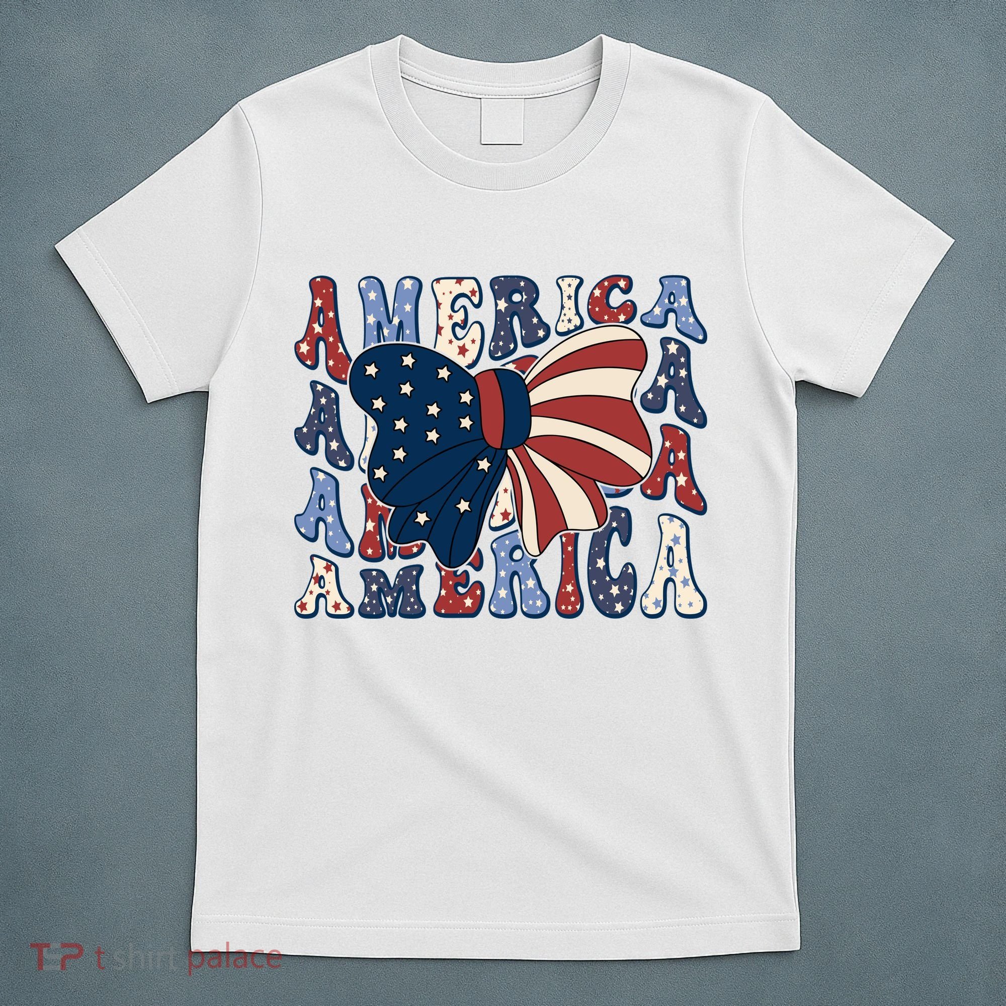 Retro America Bow USA 4th Of July T-Shirt