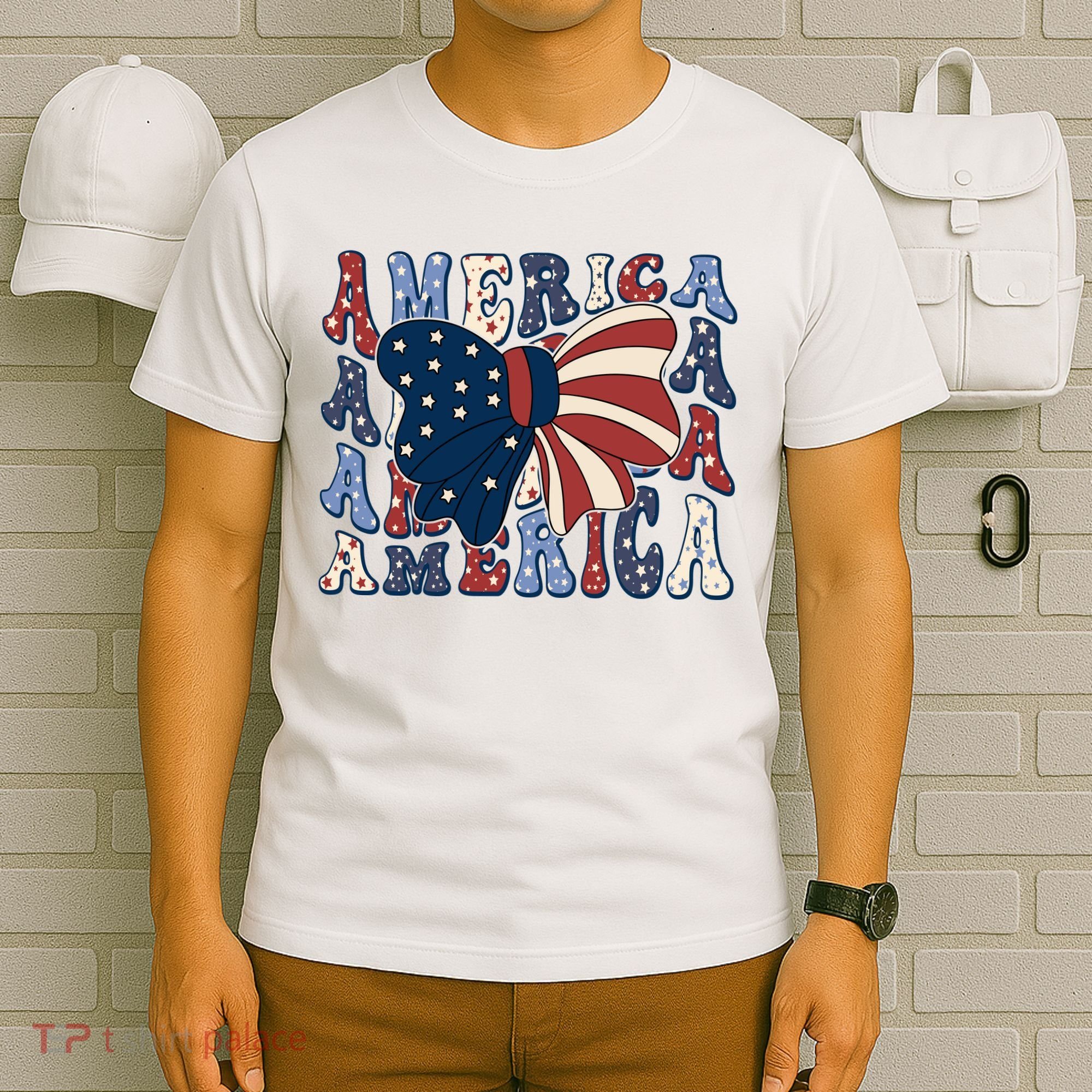 Retro America Bow USA 4th Of July T-Shirt