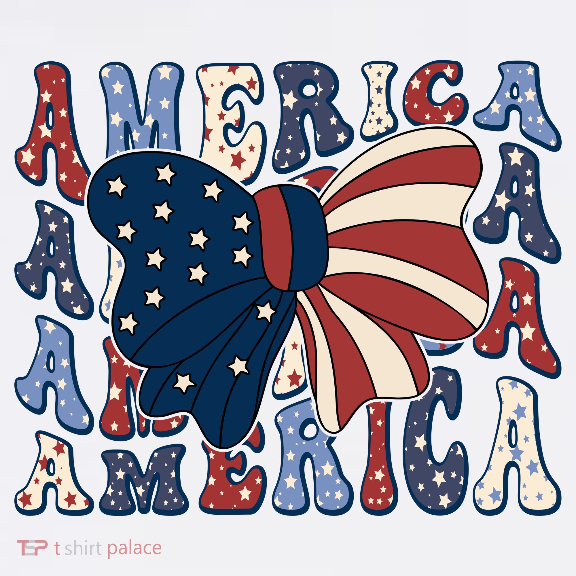 Retro America Bow USA 4th Of July T-Shirt