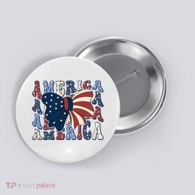 Retro America Bow USA 4th Of July Button