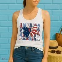 Retro America Bow USA 4th Of July Women's Tank Top thumb 2