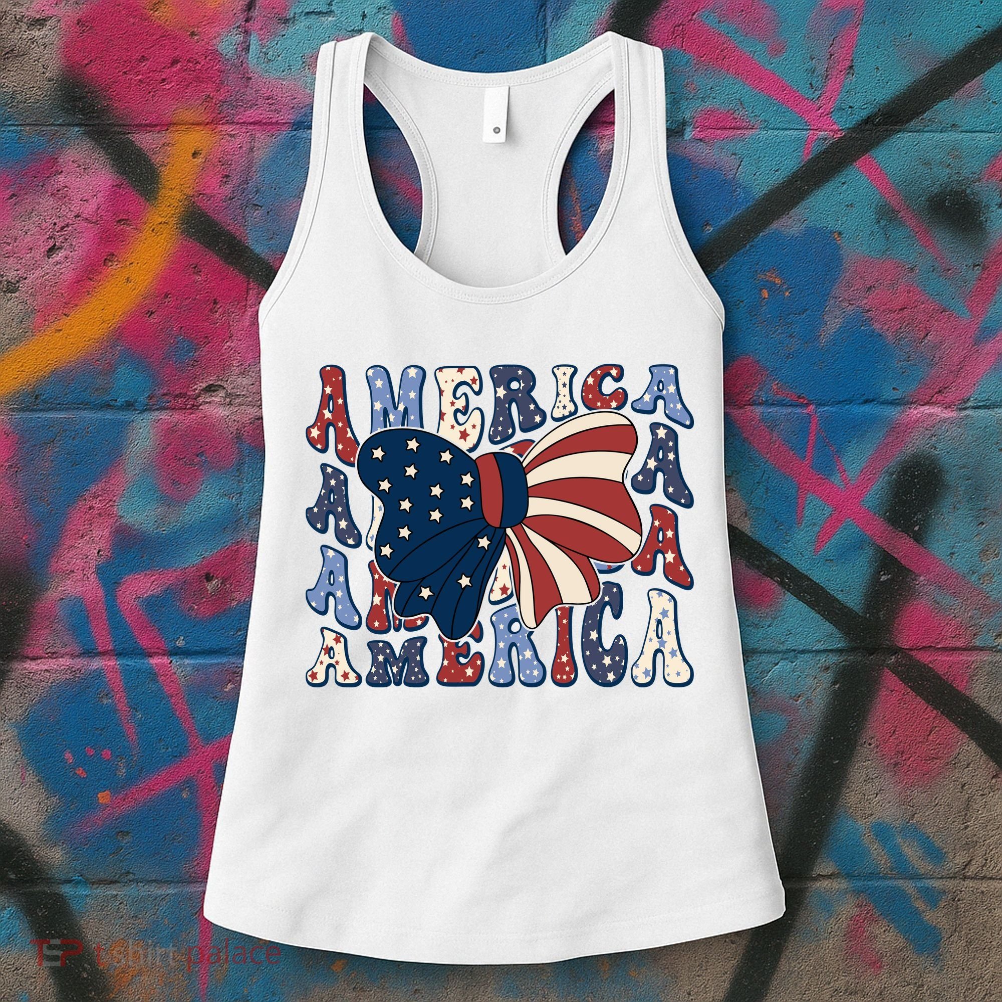 Retro America Bow USA 4th Of July Women's Tank Top