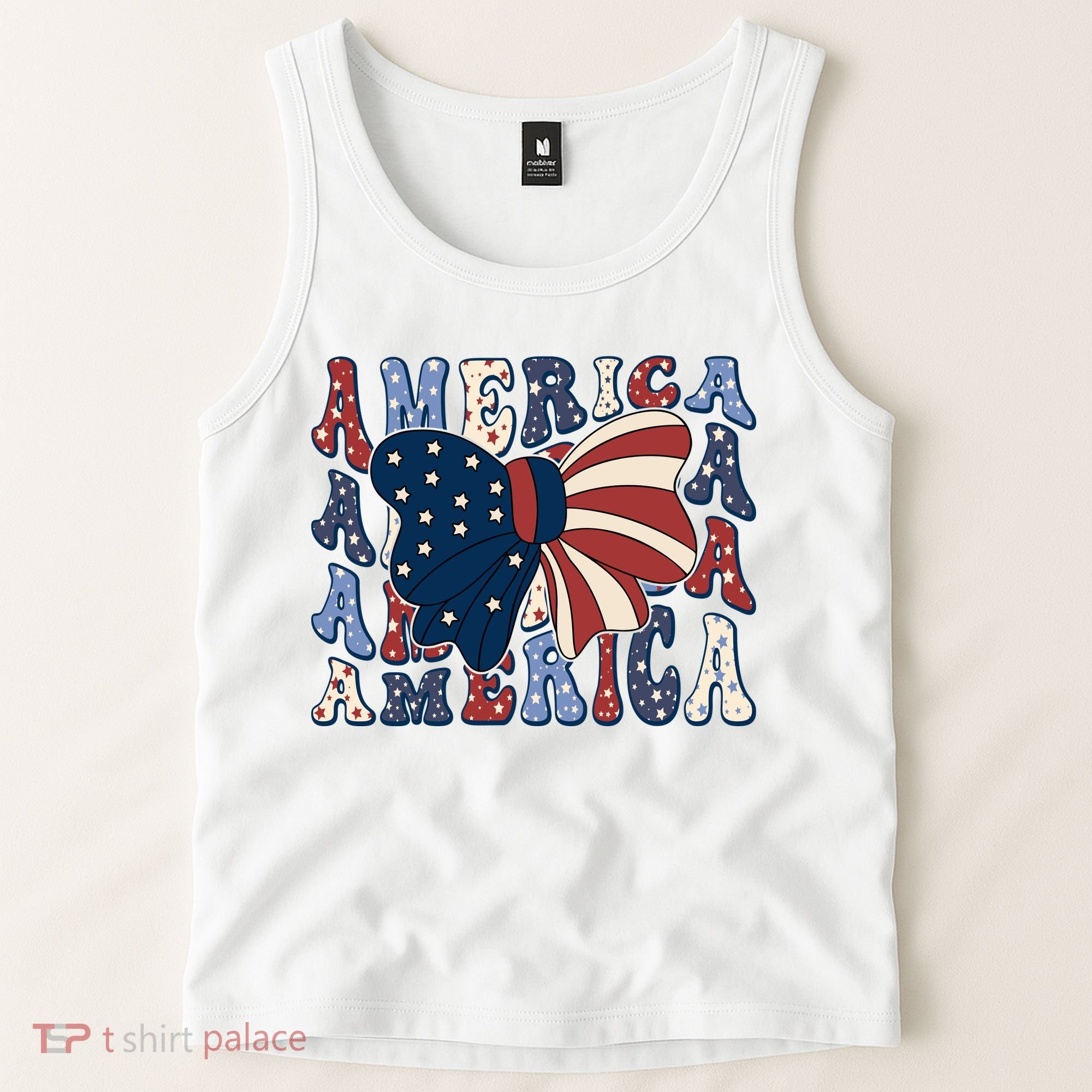 Retro America Bow USA 4th Of July Tank Top