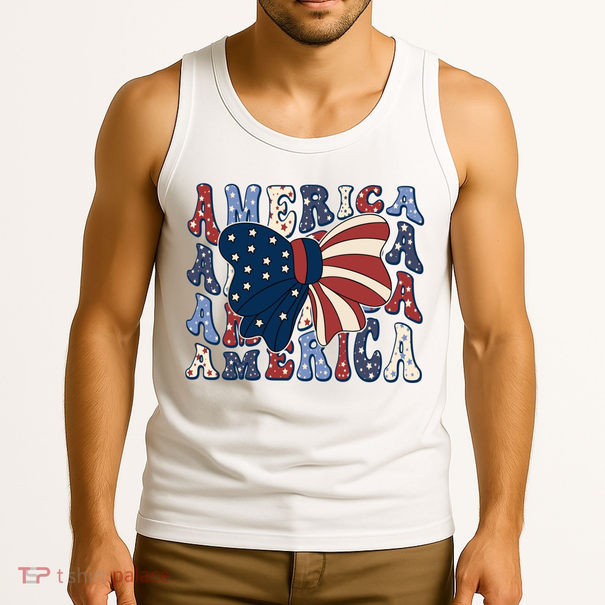 Retro America Bow USA 4th Of July Tank Top