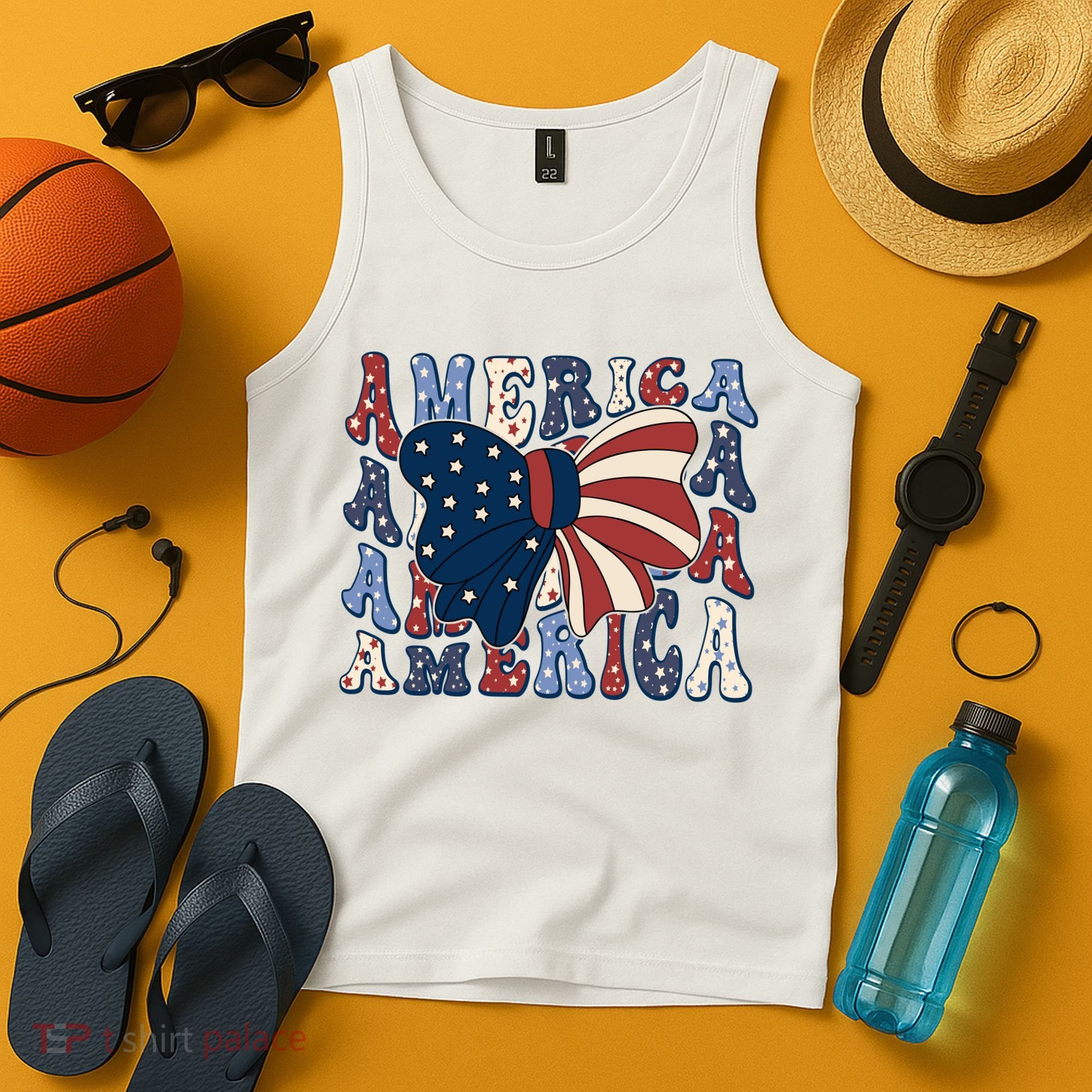Retro America Bow USA 4th Of July Tank Top
