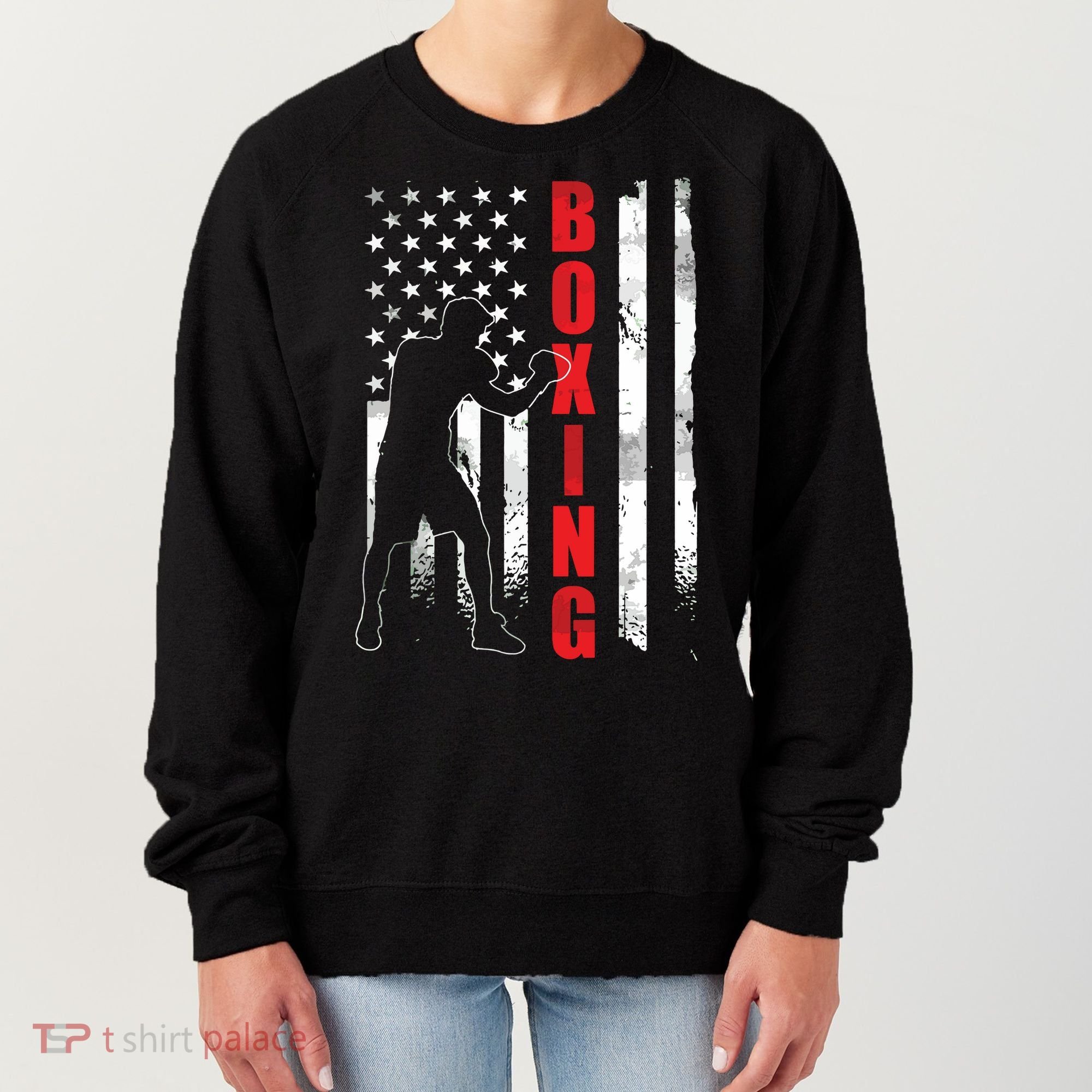 Retro American Boxing Apparel US Flag Boxer Women's Sweatshirt