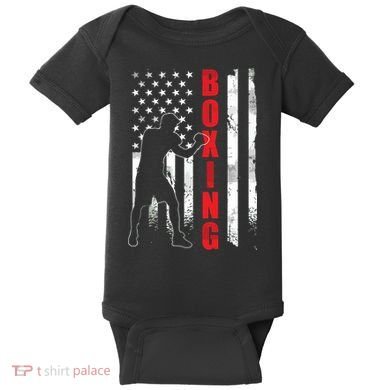 Retro American Boxing Apparel US Flag Boxer Baby Bodysuit