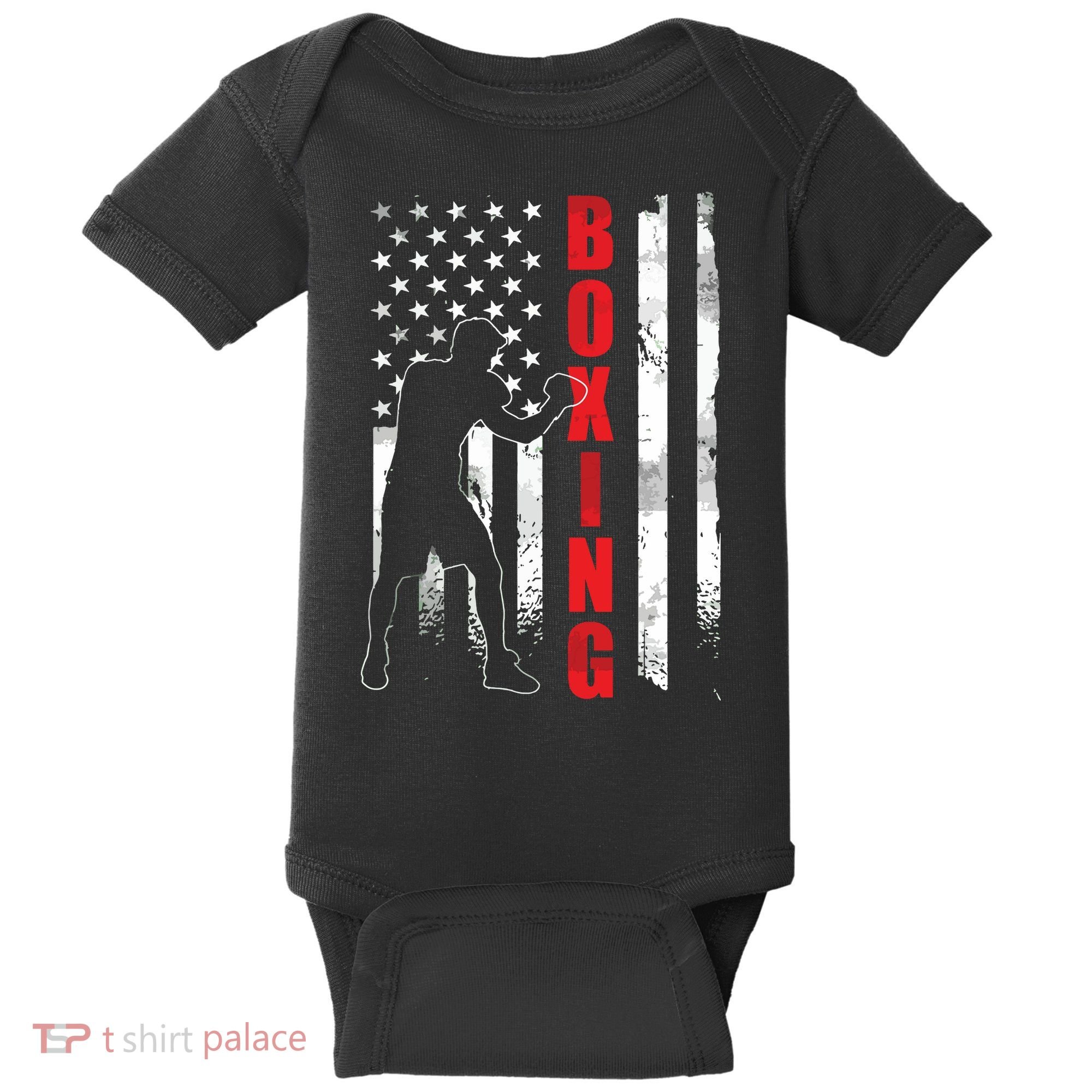 Retro American Boxing Apparel US Flag Boxer Baby Bodysuit