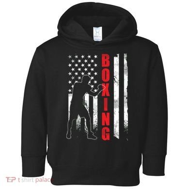 Retro American Boxing Apparel US Flag Boxer Toddler Hoodie