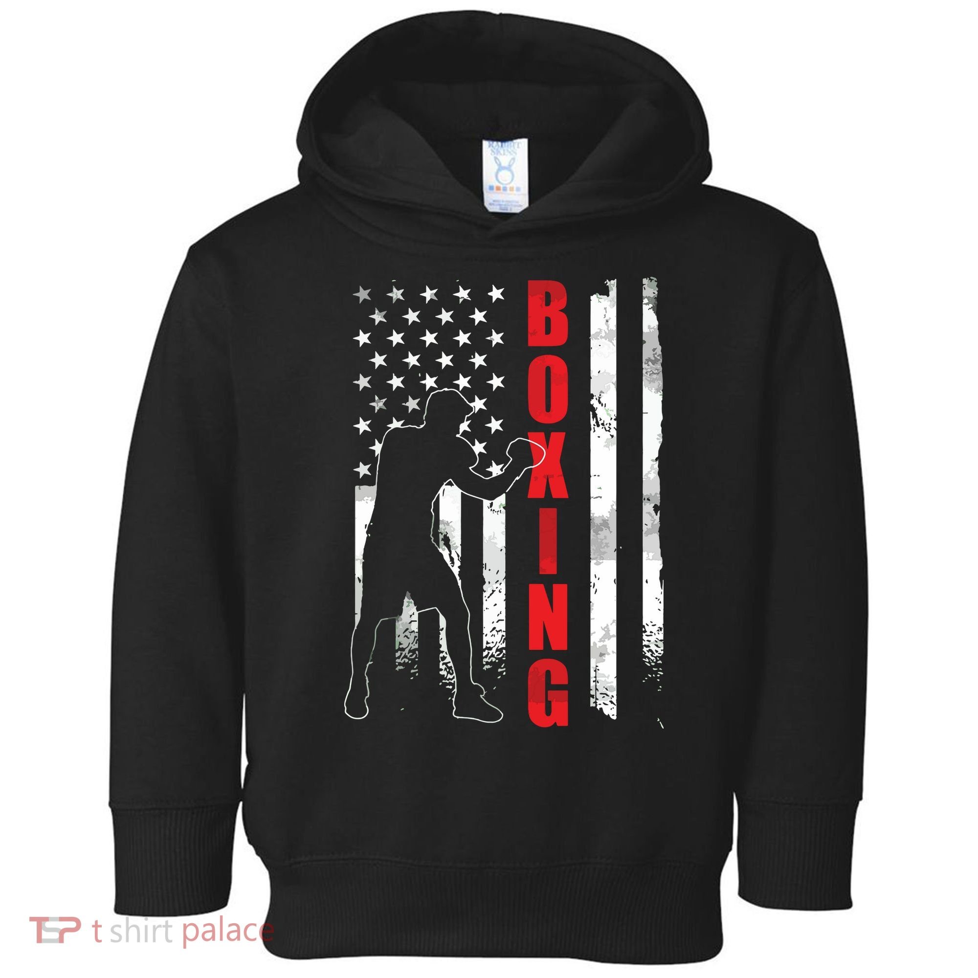 Retro American Boxing Apparel US Flag Boxer Toddler Hoodie