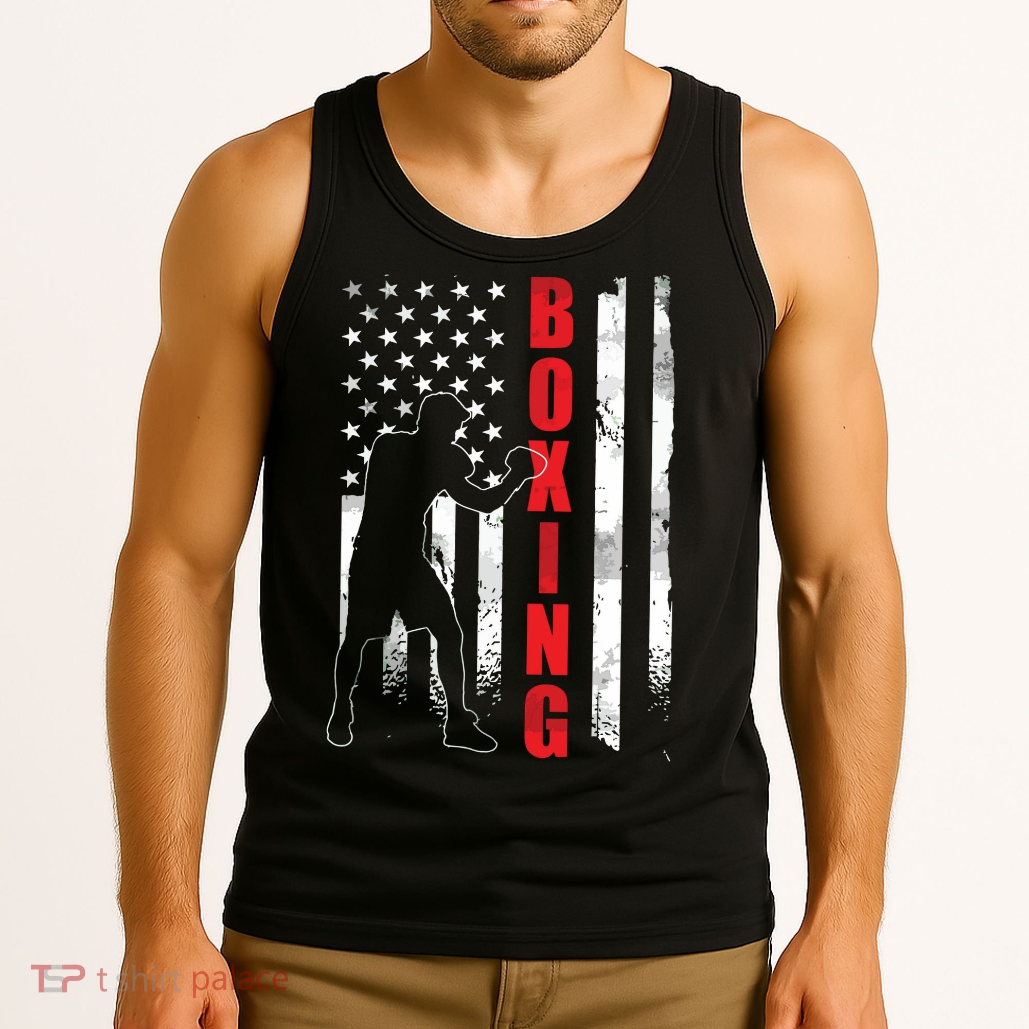 Retro American Boxing Apparel US Flag Boxer Tank Top