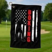 Retro American Boxing Apparel US Flag Boxer Golf Towel thumb 1