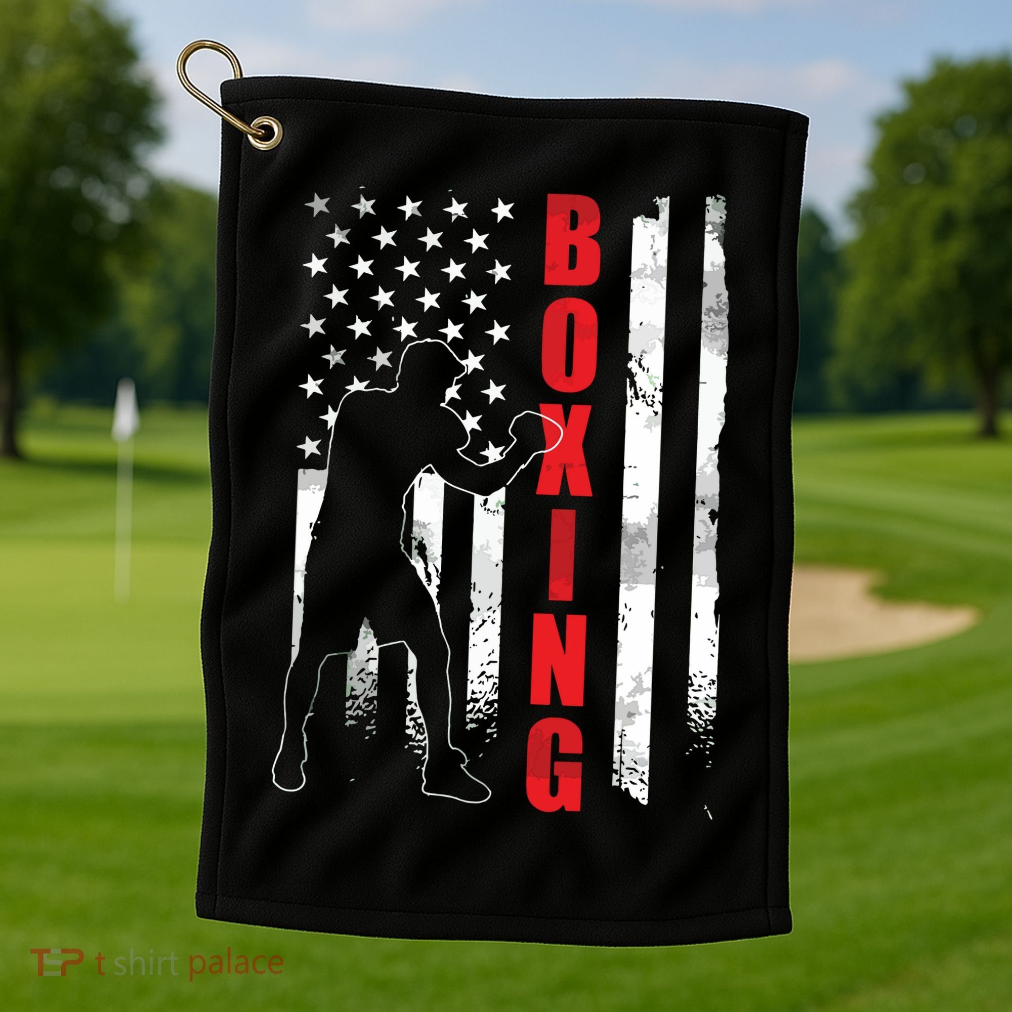 Retro American Boxing Apparel US Flag Boxer Golf Towel