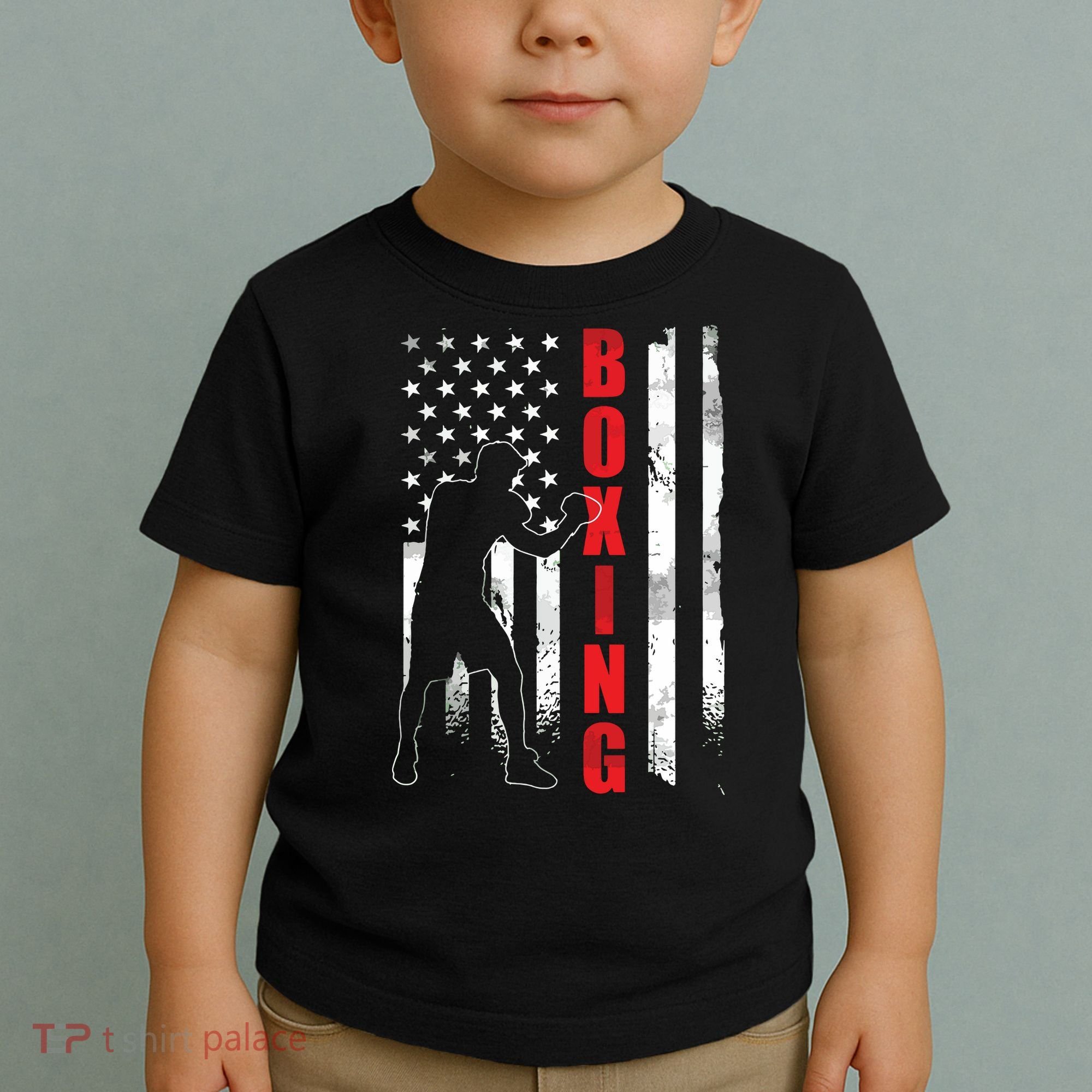Retro American Boxing Apparel US Flag Boxer Toddler T-Shirt