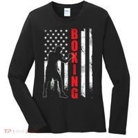 Retro American Boxing Apparel US Flag Boxer Women's Long Sleeve Shirt thumb 0