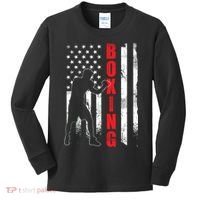 Retro American Boxing Apparel US Flag Boxer Kids Long Sleeve Shirt thumb 0