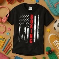 Retro American Boxing Apparel US Flag Boxer Kids T-Shirt thumb 3