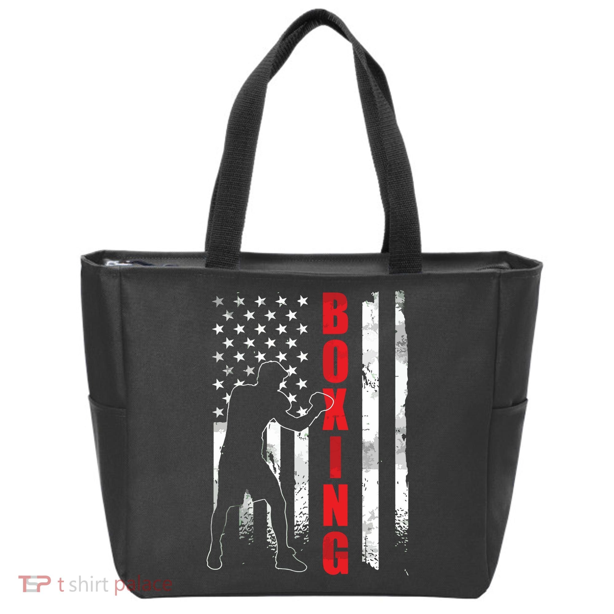 Retro American Boxing Apparel US Flag Boxer Tote Bag