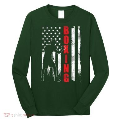 Retro American Boxing Apparel US Flag Boxer Long Sleeve Shirt