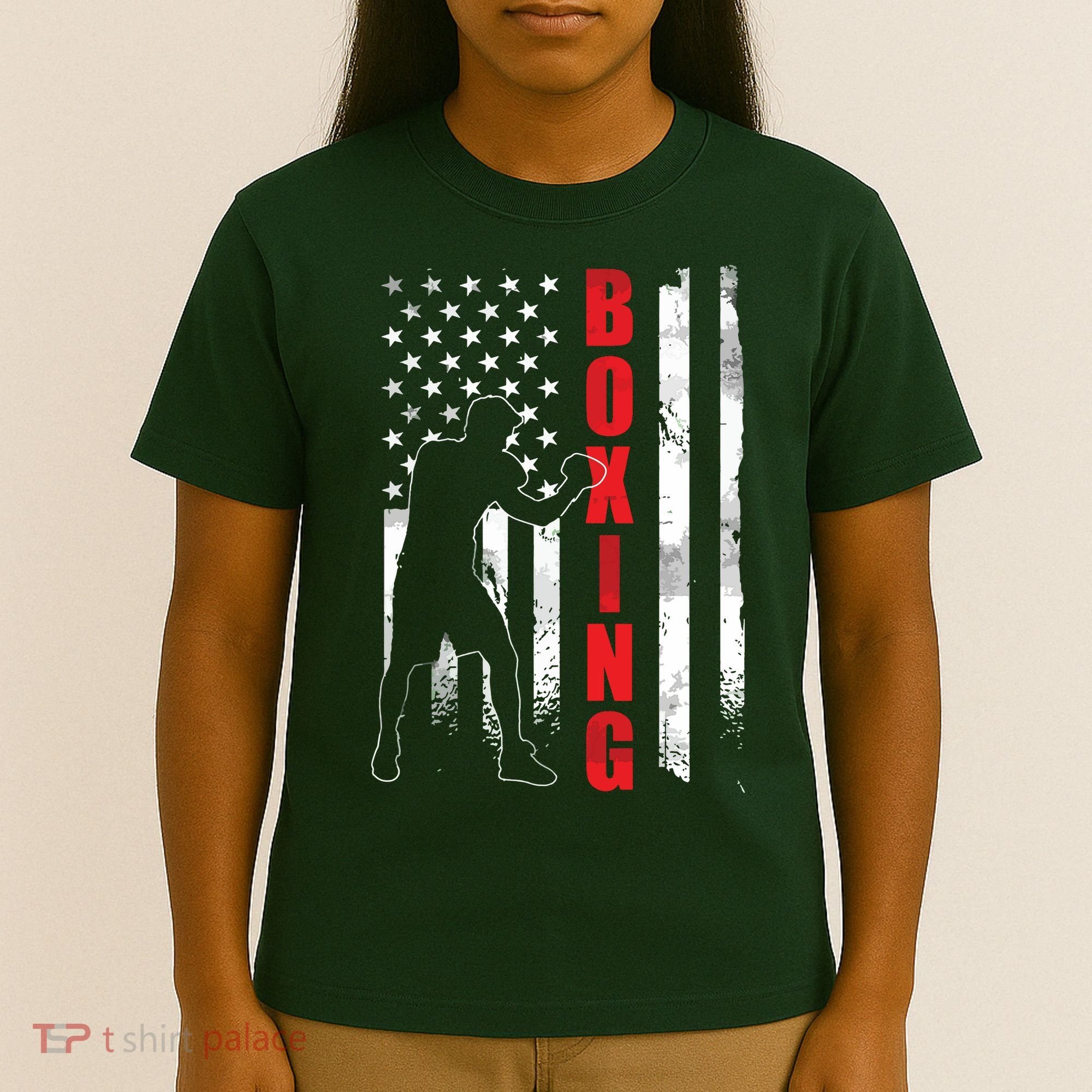 Retro American Boxing Apparel US Flag Boxer T-Shirt