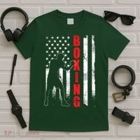 Retro American Boxing Apparel US Flag Boxer T-Shirt thumb 5