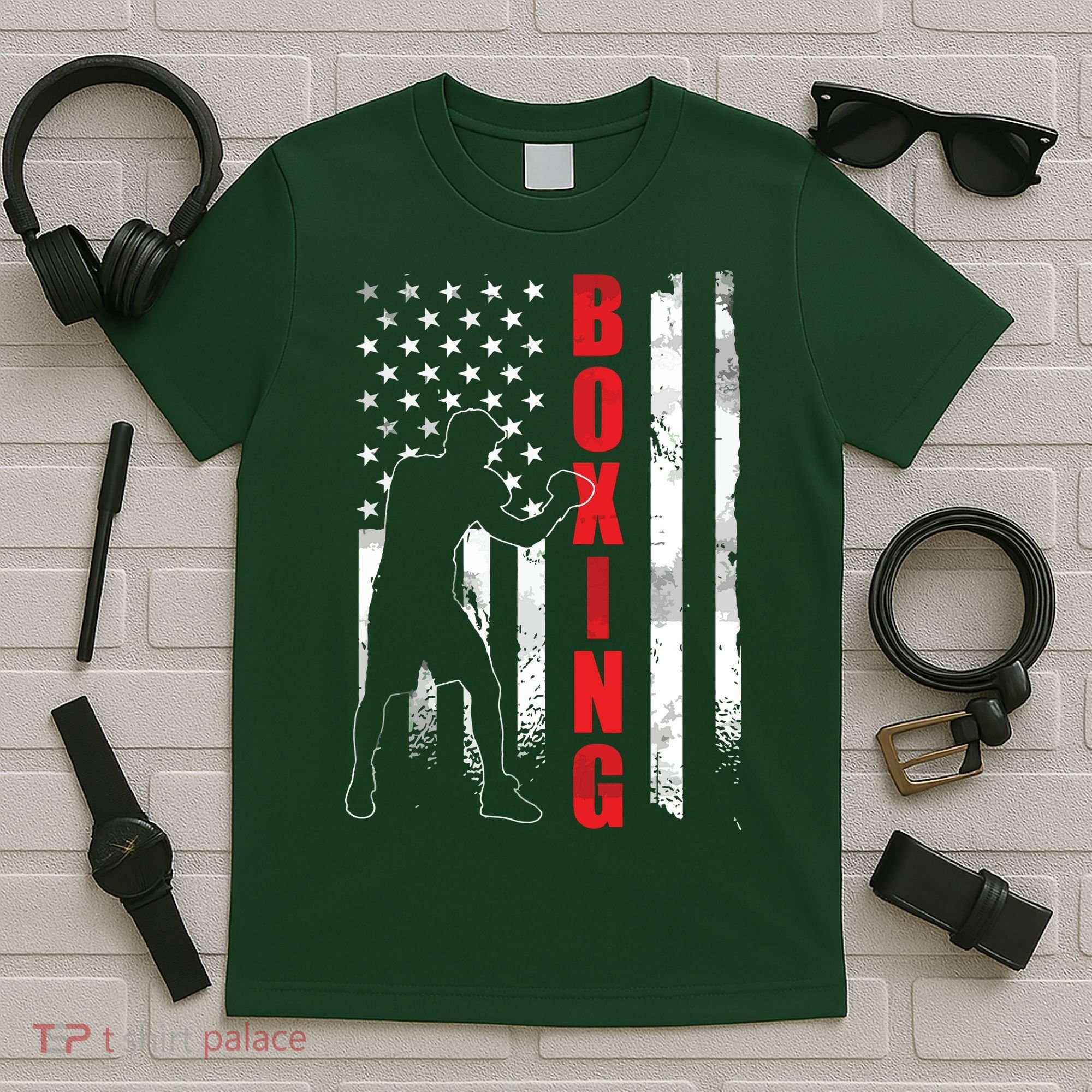 Retro American Boxing Apparel US Flag Boxer T-Shirt