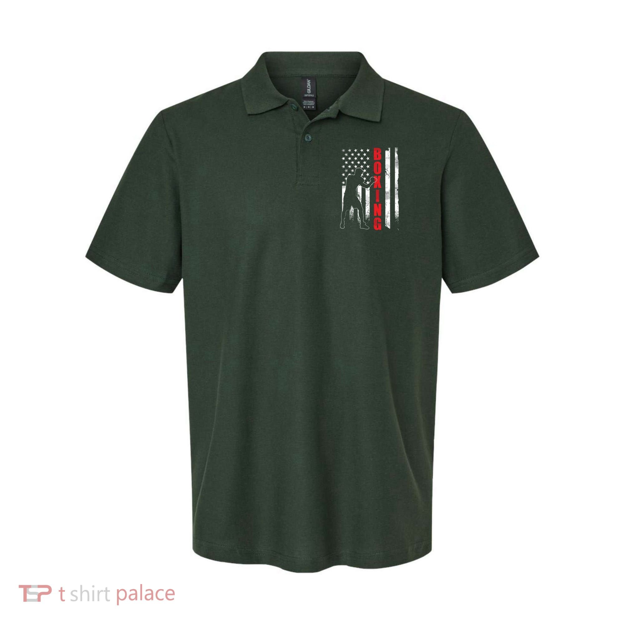 Retro American Boxing Apparel US Flag Boxer Polo