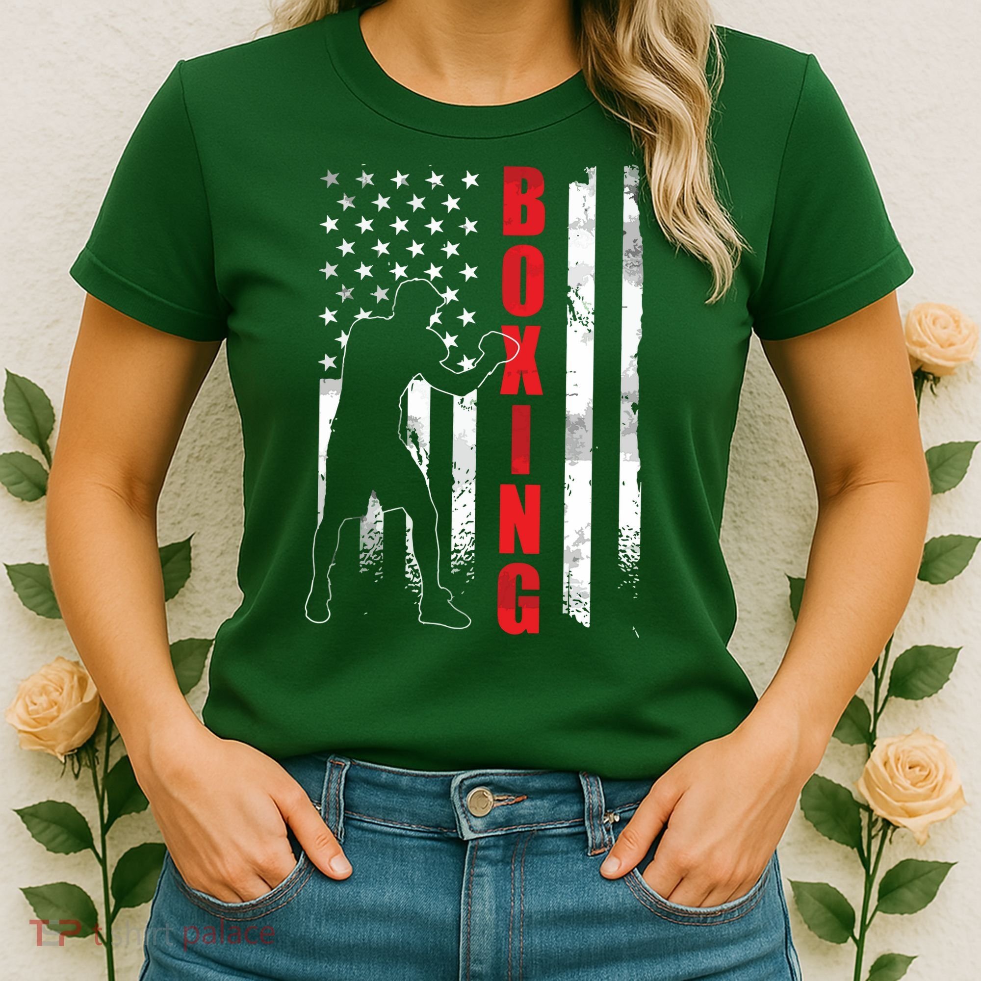 Retro American Boxing Apparel US Flag Boxer Women's T-Shirt
