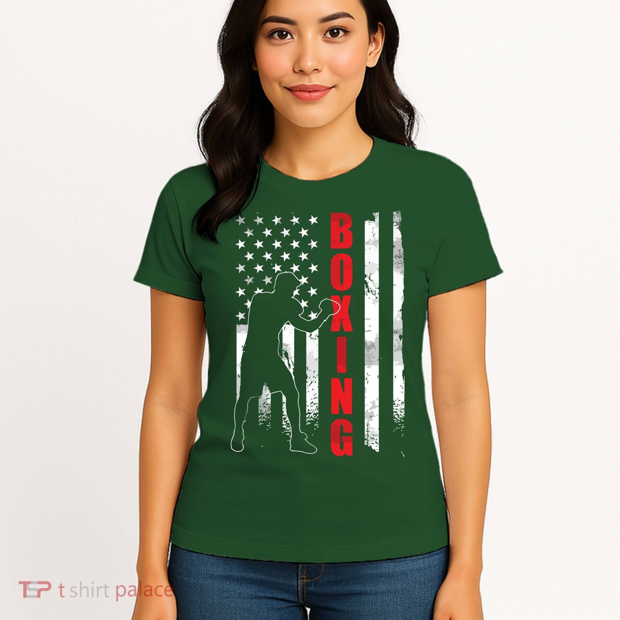 Retro American Boxing Apparel US Flag Boxer Women's T-Shirt