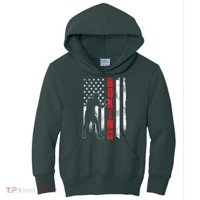 Retro American Boxing Apparel US Flag Boxer Kids Hoodie