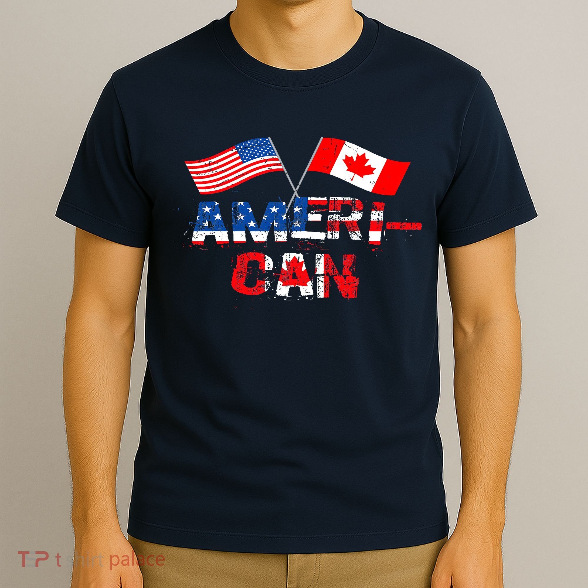 Retro AmeriCan Canada USA Flag Patriotic Canadian American T-Shirt