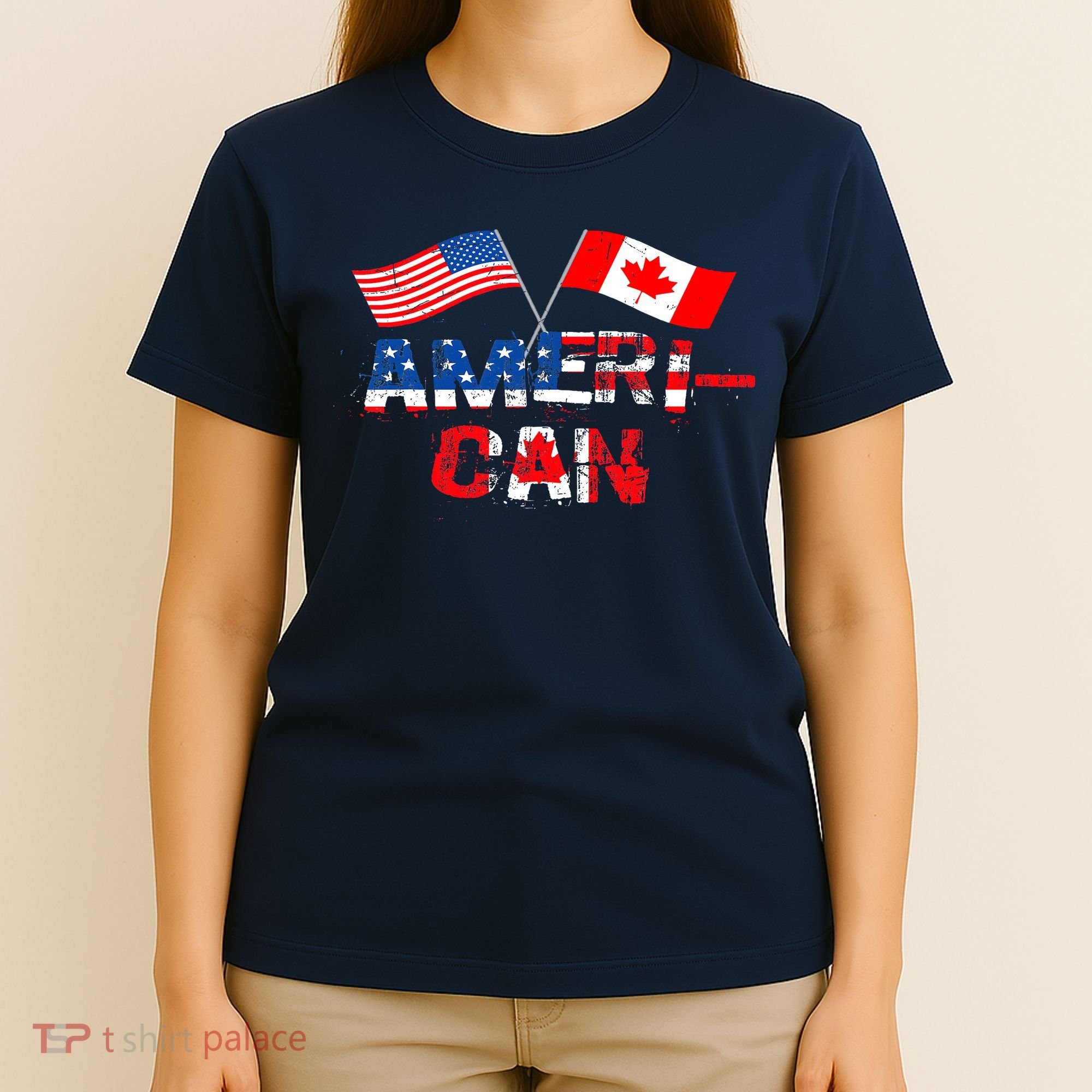 Retro AmeriCan Canada USA Flag Patriotic Canadian American T-Shirt