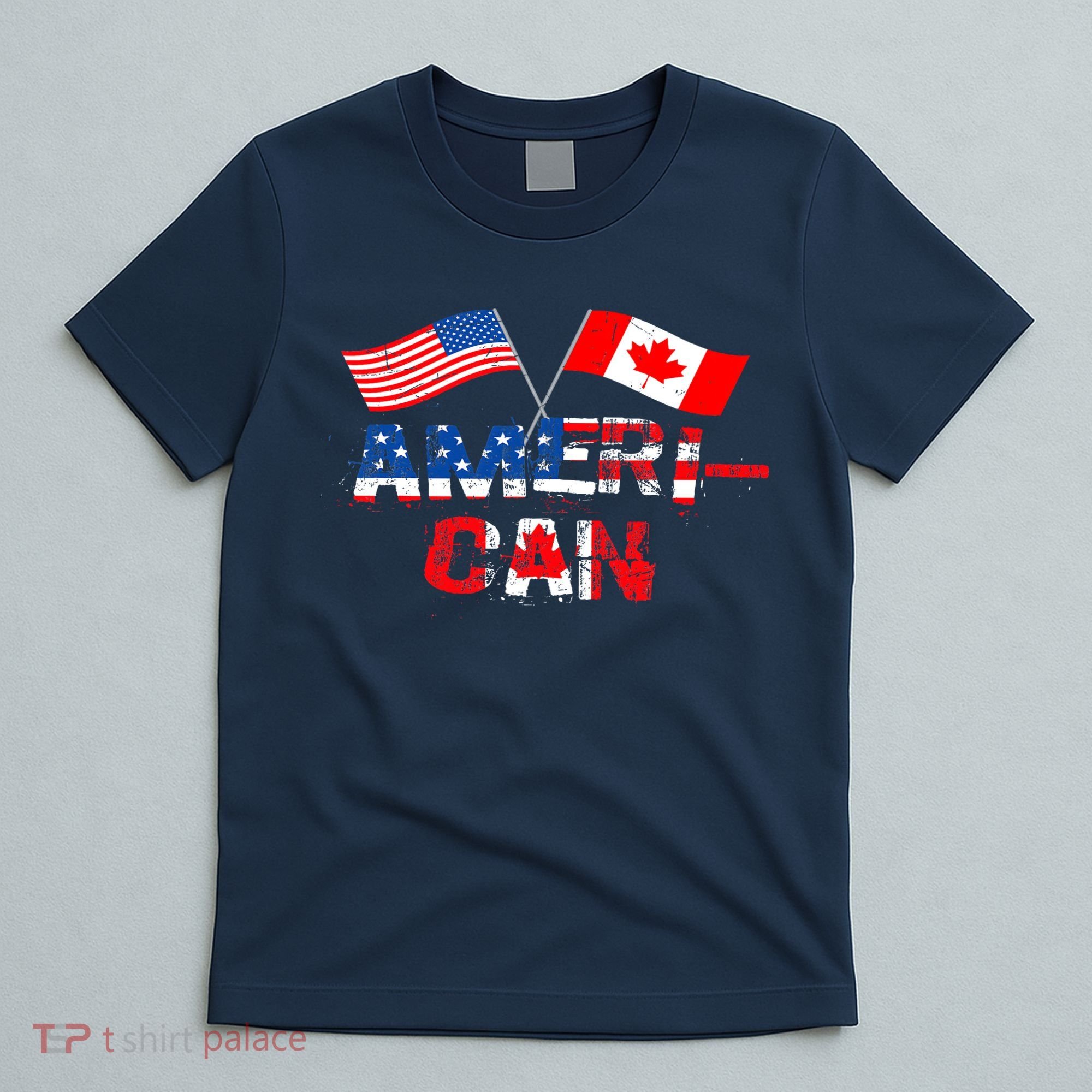 Retro AmeriCan Canada USA Flag Patriotic Canadian American T-Shirt