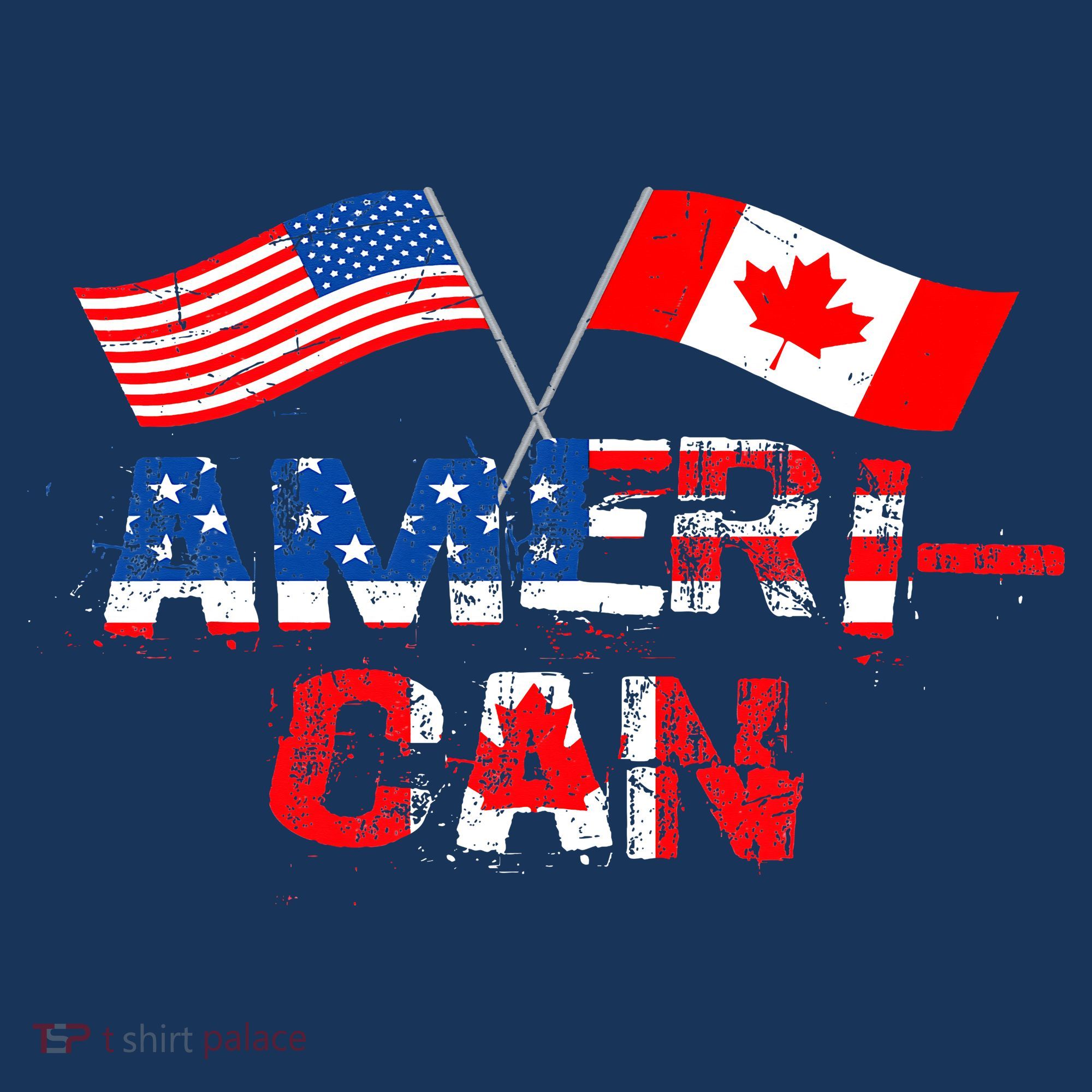 Retro AmeriCan Canada USA Flag Patriotic Canadian American T-Shirt