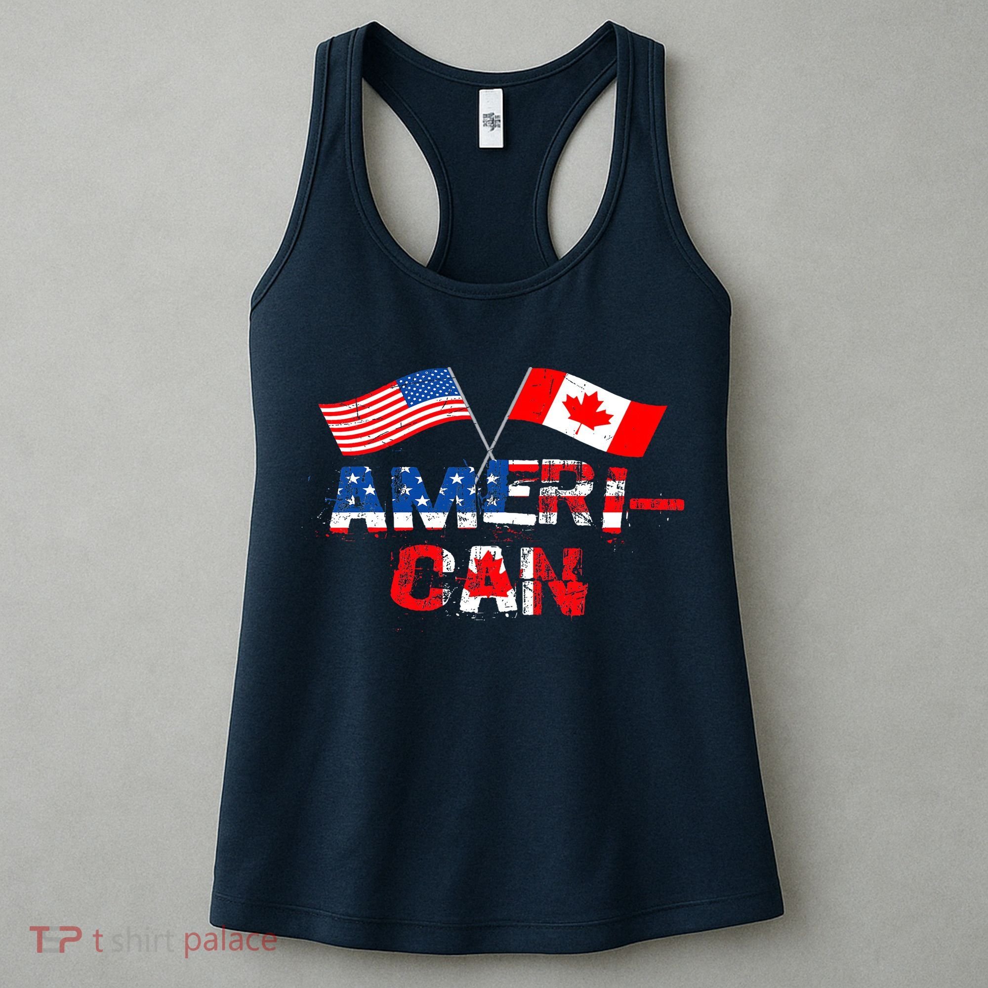 Retro AmeriCan Canada USA Flag Patriotic Canadian American Women's Tank Top
