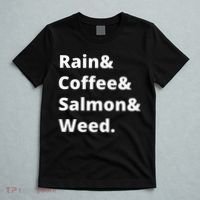 Rain And Coffee And Salmon And Weed Seattle Gift T-Shirt thumb 5