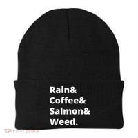Rain And Coffee And Salmon And Weed Seattle Gift Beanie thumb 0