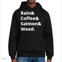 Rain And Coffee And Salmon And Weed Seattle Gift District V.I.T. Heavyweight Hoodie thumb 0