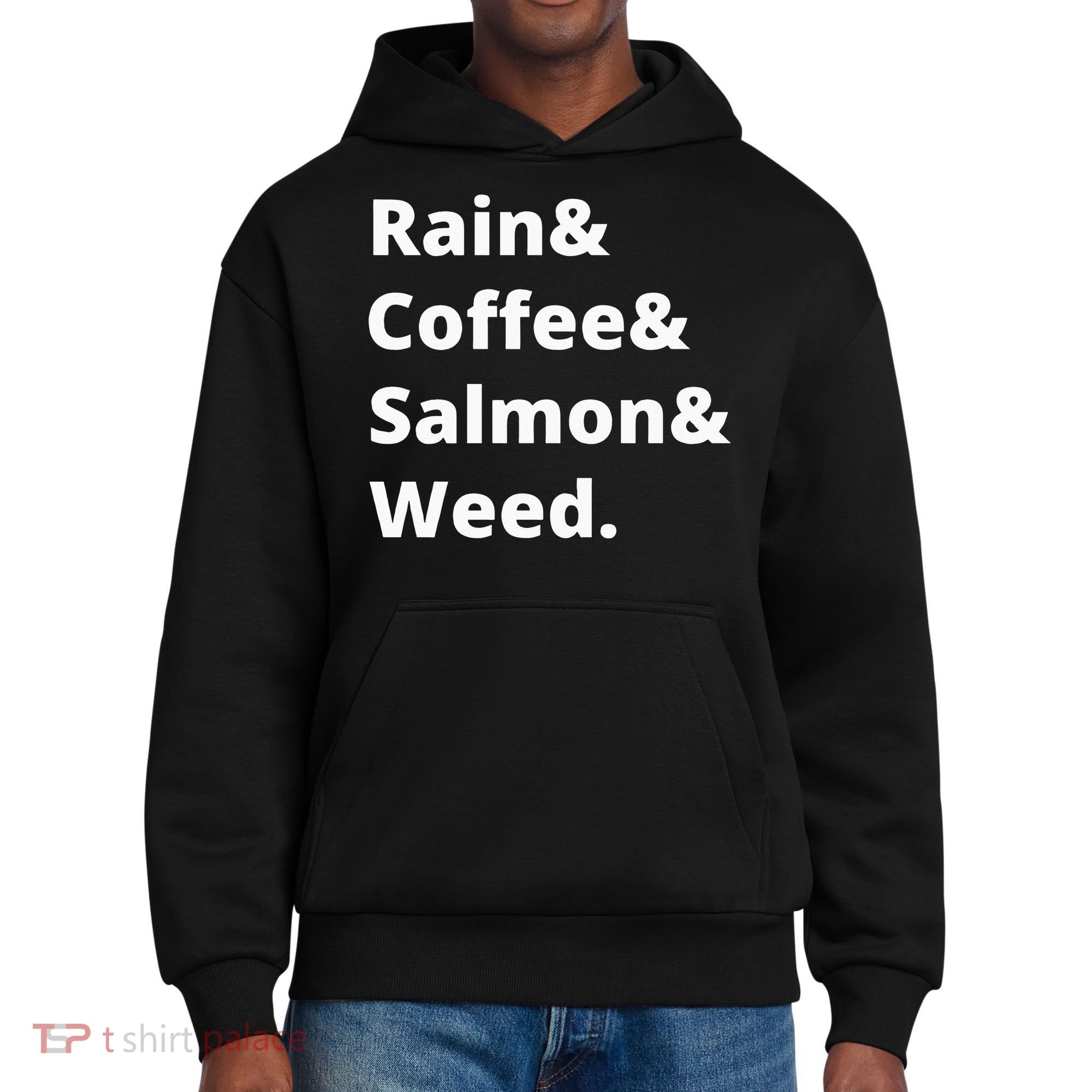 Rain And Coffee And Salmon And Weed Seattle Gift District V.I.T. Heavyweight Hoodie